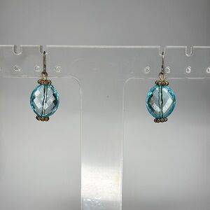 Blue and Gold Faceted Crystal Earrings